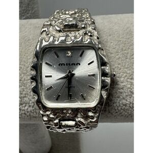 Milan MLN4001 New Battery Ladies Silver Nugget Band Watch 30MM 6.75"
